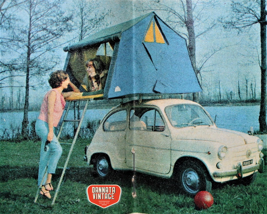 Campeggio vintage 1966 diversi i modelli disponibili, qui quello dalla Camping 96.000. Lire.
