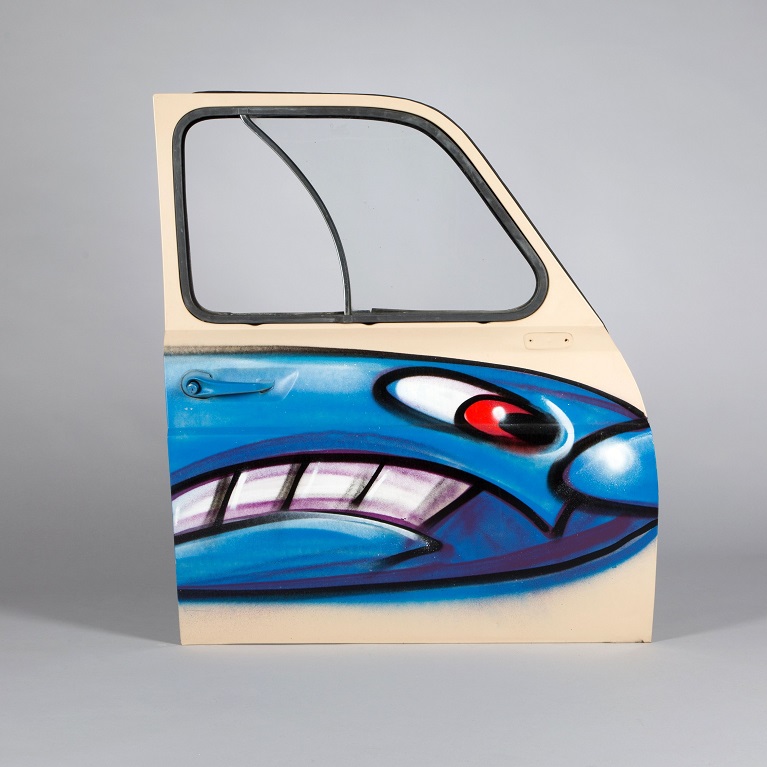 Auto e street art Kenny Scharf, air-brushed delivery car panels, street art.