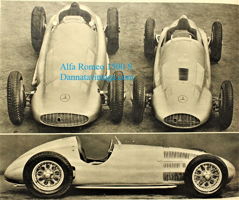 L'Alfa Romeo 1500 S e Tripolitania, La Mercedes 1500 che partecipò al Gran Premio di Tripoli (foto sotto), nella foto in alto l'esemplare affiancato alla versione da tre litri. 