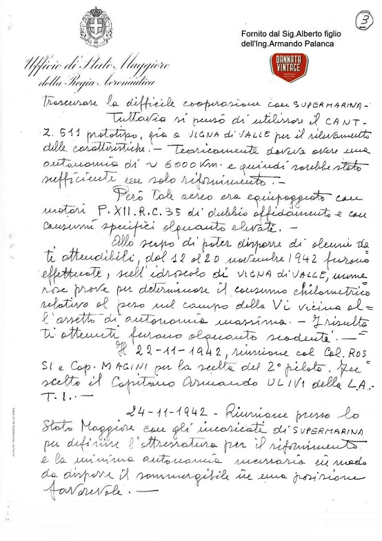 Armando Palanca Foglio 3 Operazione S. 