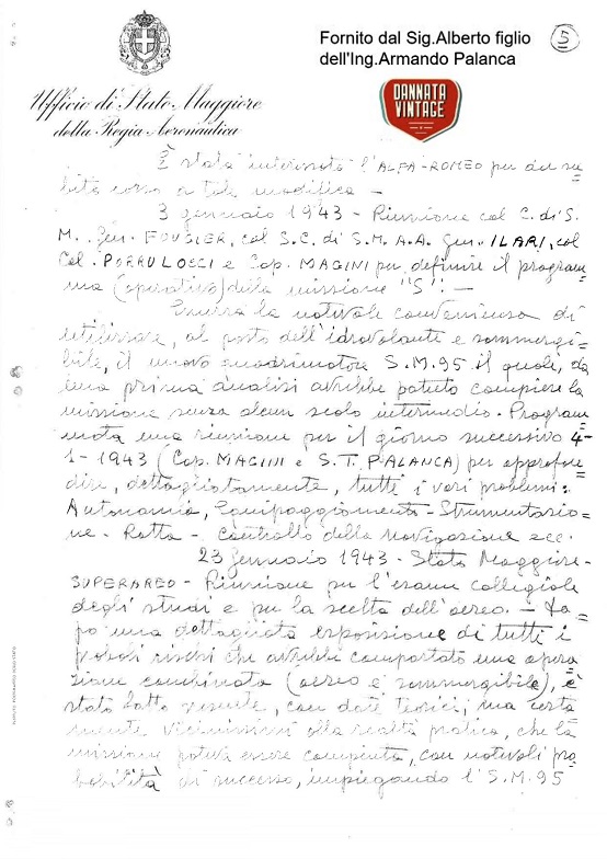 Armando Palanca Foglio 5 Operazione S. 