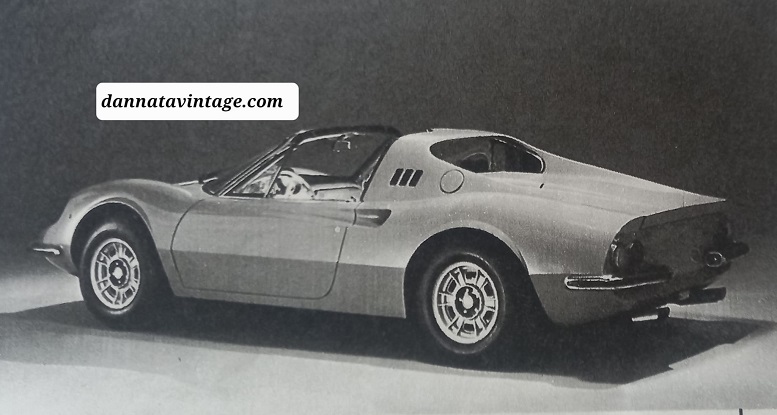 DINO 246 GTS Dino, 1968 la versione spider della 246 GT rimase in produzione sino al 1973, 2418 cmc e 195 cavalli a 7.600 giri/minuto, le due versioni GT e GTS raggiunsero i 2372 esemplari complessivi. 