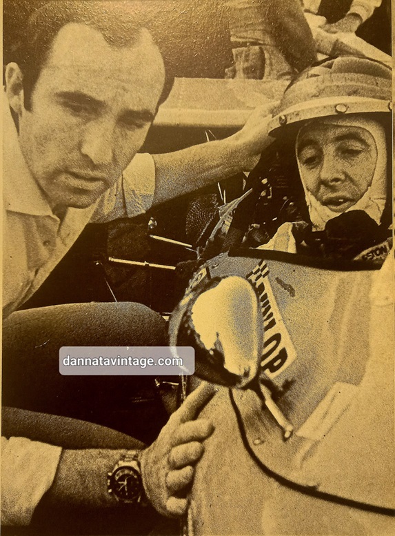 De Tomaso Frank Williams e il suo pilota Courage nel 1969 a Vallelunga in Formula 2 quando iniziò il rapporto con De Tomaso. 